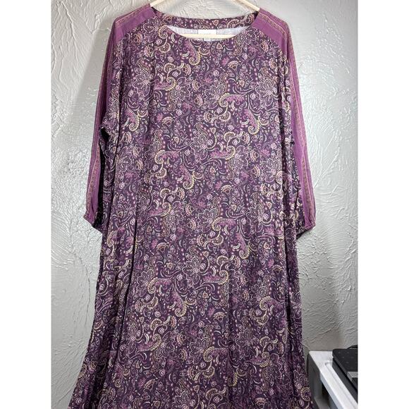 J. Jill Pure Jill Maison Paisley Purple Floral Maxi Viscose Dress Womens Medium - Picture 1 of 6